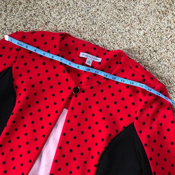 Danny & Nicole 2pc Red & Black Polka Dot Jacket Dress Set Size 8 - Picture 8 of 14